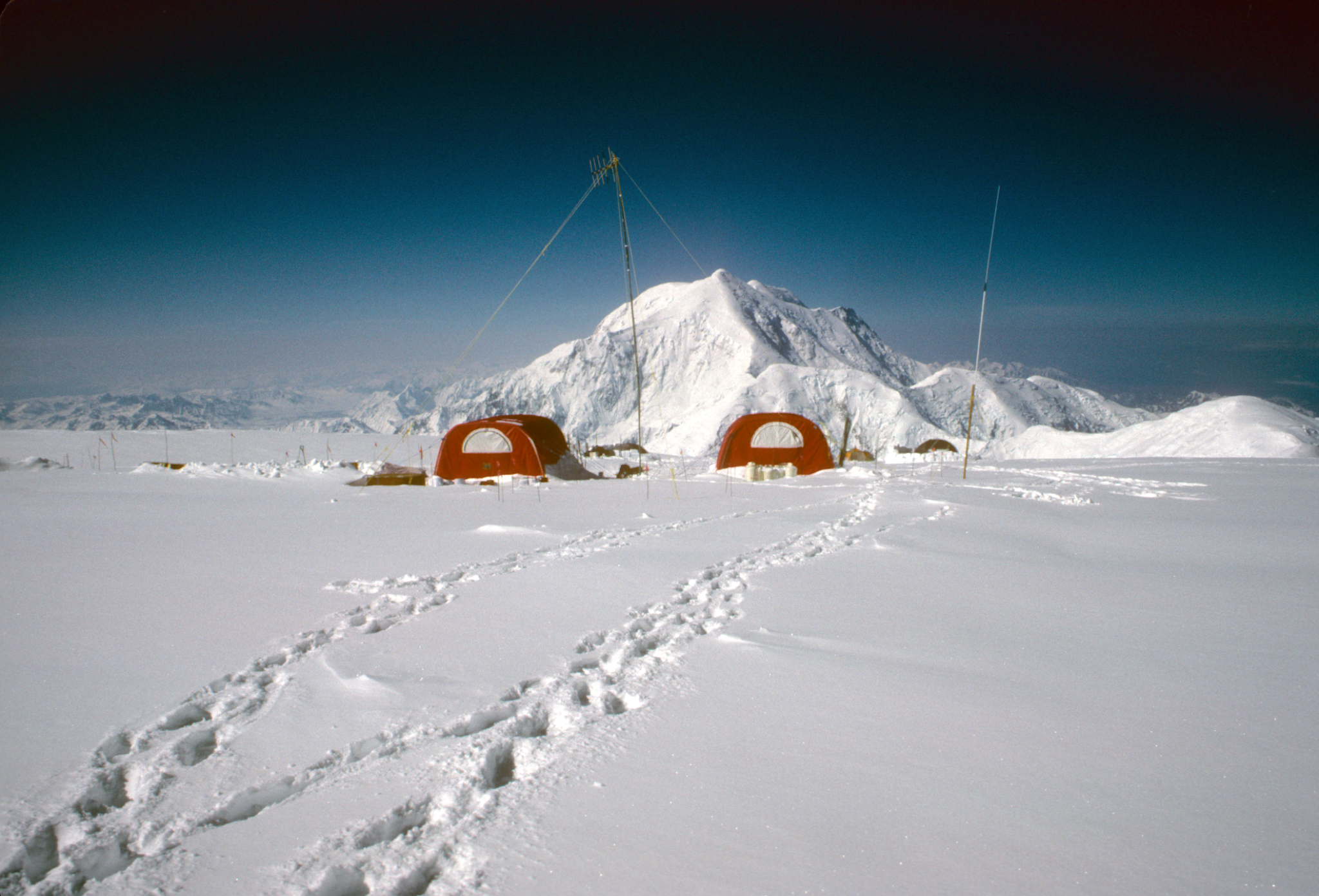 Medical tents at 14200 ft Mt Foraker in background